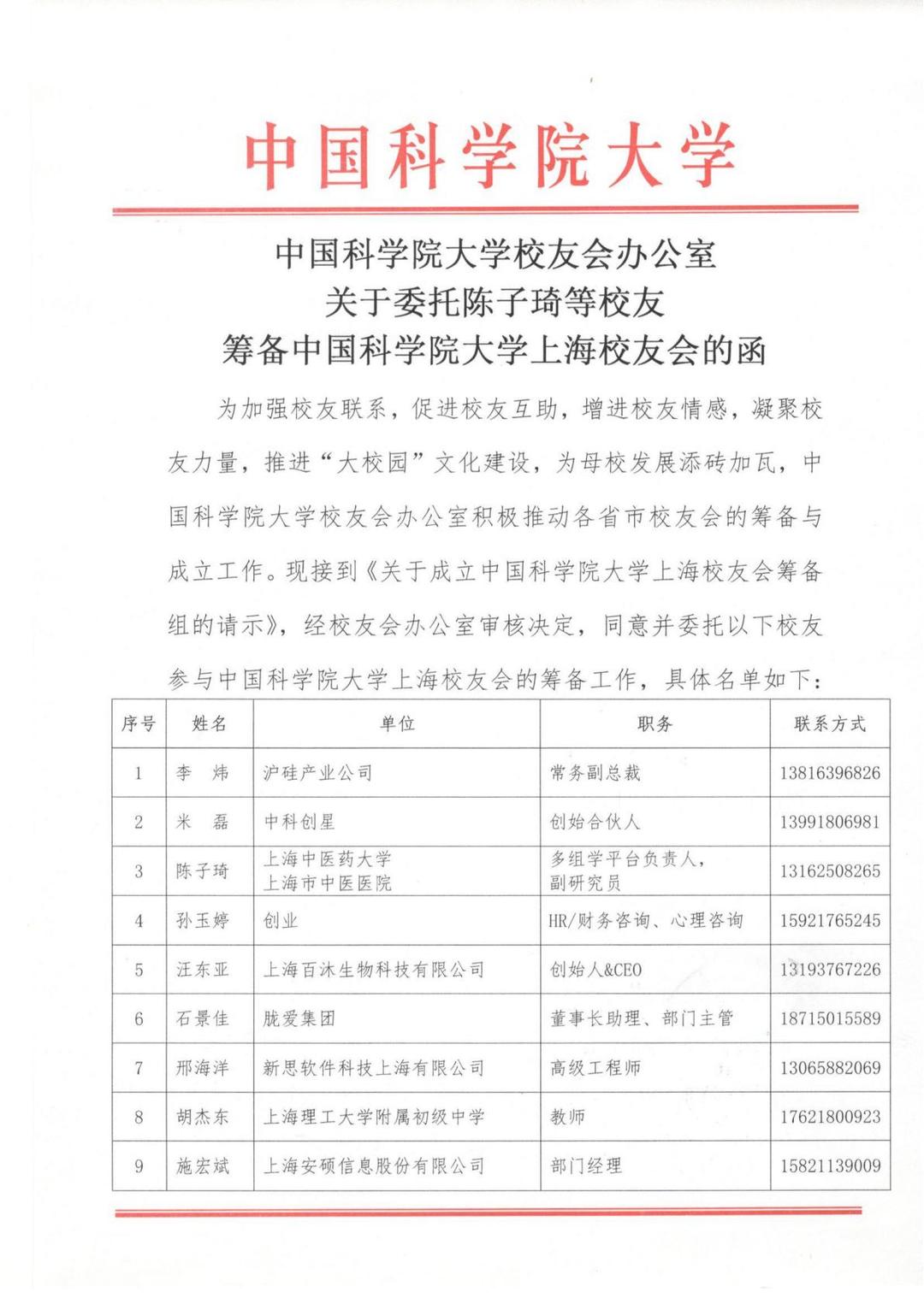 上海校友会委托成立函 0320 1